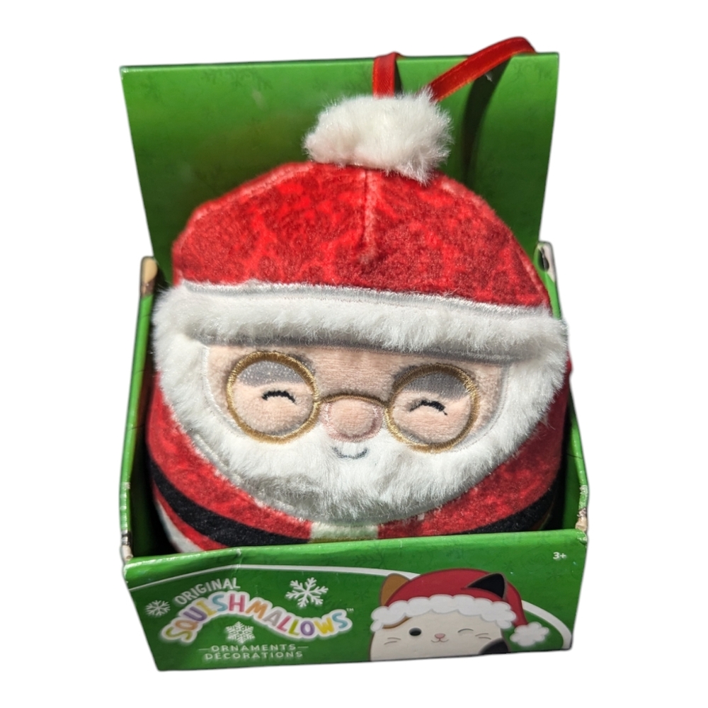Squishmallows Holiday Red White Plush St. Nick santa Ornament